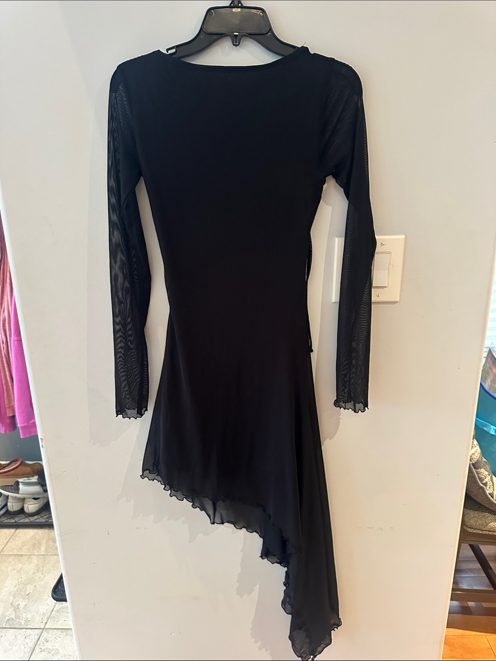 Forever 21 Black Asymmetric Long-Sleeve Dress